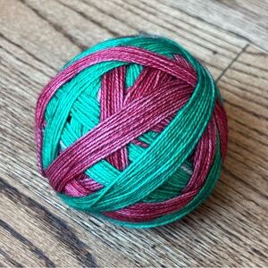 Yarn Wool Blend Fingering Self Striping Sock Red Green Knitting Crochet Holiday